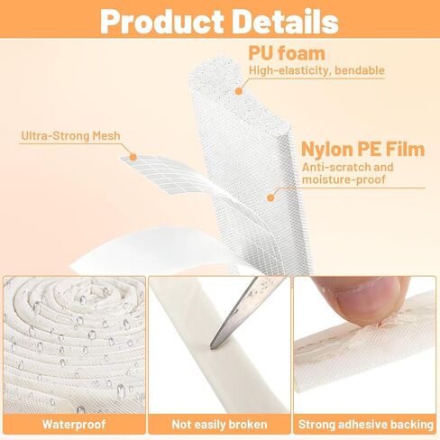 118 Inch Wedge-Shape Window Weather Stripping Door Frame Seal Strip, Self-Adhesive Insulation Foam Anti-Collision Strip Winter Insulation Noise Blocker for Exterior Front Door Frame Window Gap Filler in Saudi Arabia