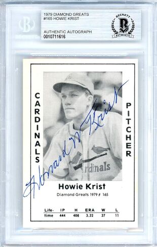 Howie Krist Autographed 1979 Diamond Greats Card #165 Beckett BAS #10711616 in Saudi Arabia