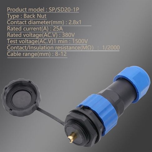 1Set SP20 Back Nut Type Connector Plug+Socket 1/2/3/4/5/6/7/9/10/12/14Pins Aviation Connectors(SP20-1P) in Saudi Arabia