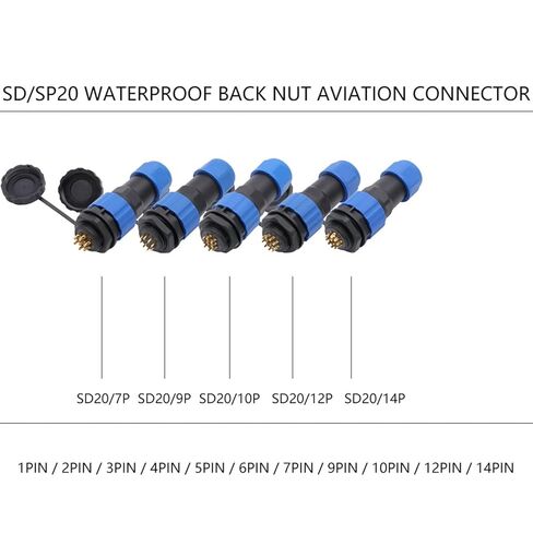 1Set SP20 Back Nut Type Connector Plug+Socket 1/2/3/4/5/6/7/9/10/12/14Pins Aviation Connectors(SP20-1P) in Saudi Arabia