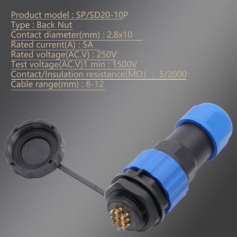 1Set SP20 Back Nut Type Connector Plug+Socket 1/2/3/4/5/6/7/9/10/12/14Pins Aviation Connectors(SP20-1P) in Saudi Arabia