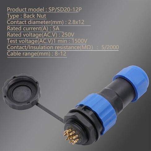 1Set SP20 Back Nut Type Connector Plug+Socket 1/2/3/4/5/6/7/9/10/12/14Pins Aviation Connectors(SP20-1P) in Saudi Arabia