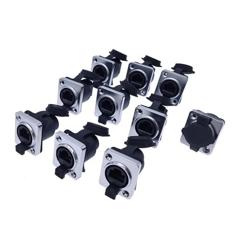 10 Piece RJ45 Network Connector with Rubber Cover 8p8c D Type Panel Mount Socket Ethernet(10xAngle Socket) in Saudi Arabia