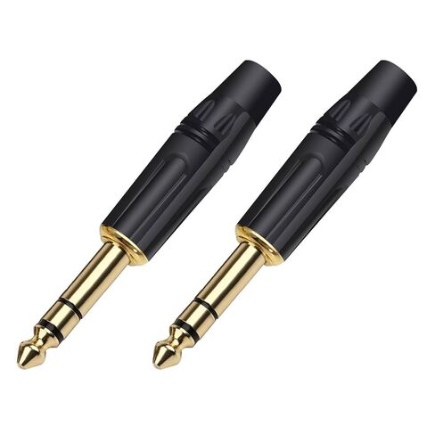 10PCS Stereo 6.35MM Jack 6.3MM Male Plug Soldering Wire Connector 1/4 Inch Stereo Microphone Plug Jack Connector(Black) in Saudi Arabia