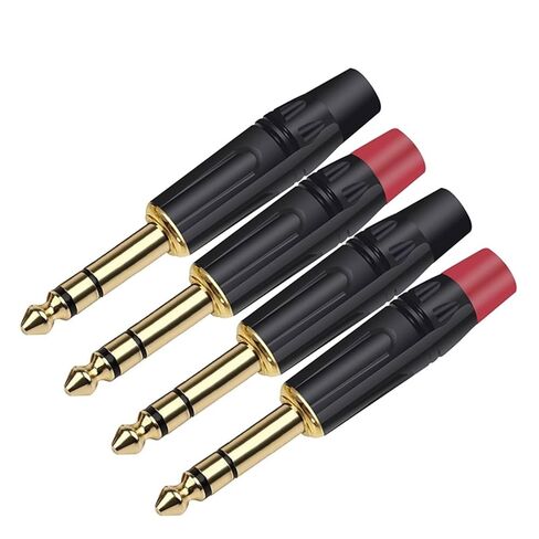 10PCS Stereo 6.35MM Jack 6.3MM Male Plug Soldering Wire Connector 1/4 Inch Stereo Microphone Plug Jack Connector(Black) in Saudi Arabia