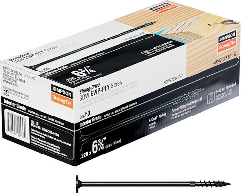 Simpson Strong-Tie SDW22634-R50 Strong-Drive SDW EWP-PLY Screw .220 in. x 6-3/4 in. T40 6-Lobe, E-Coat (50-Qty) in Saudi Arabia