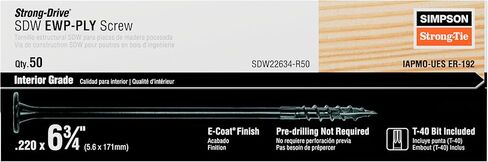 Simpson Strong-Tie SDW22634-R50 Strong-Drive SDW EWP-PLY Screw .220 in. x 6-3/4 in. T40 6-Lobe, E-Coat (50-Qty) in Saudi Arabia