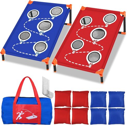NZQXJXZ مجموعة لوحة كورنهول المحمولة مع 8 أكياس فول 3x2FT ألعاب كورنهول للأطفال والكبار مجموعة كورنهول للحفلات الداخلية والخارجية وحفلات التخييم والسفر وساحة الشاطئ in Saudi Arabia