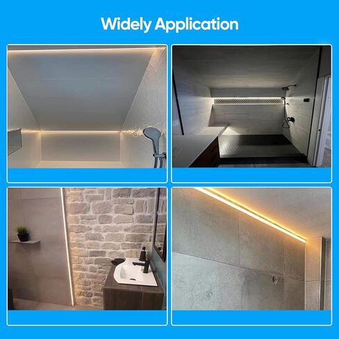 Laudert Drywall LED Channel, Trim Edge Tile LED Aluminium Channel with Milky Diffuser, Trimless Recessed Plaster in Channel Profile for LED Strip Light (6 * 3.3ft (1m)) in Saudi Arabia