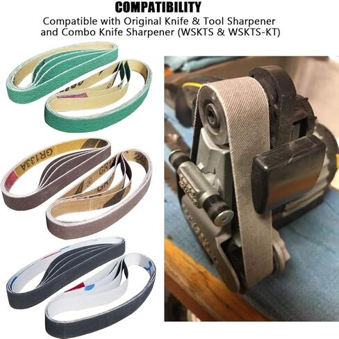 24 Pack 1/2" x 12" Replacement Sharpening Belt Kit for Official Work Sharp (WSKTS & WSKTS-KT/Mk.1 & Mk.2) Knife & Tool Sharpener - 80/120/240/400/1000/1200 Grits Sander Belt in Saudi Arabia