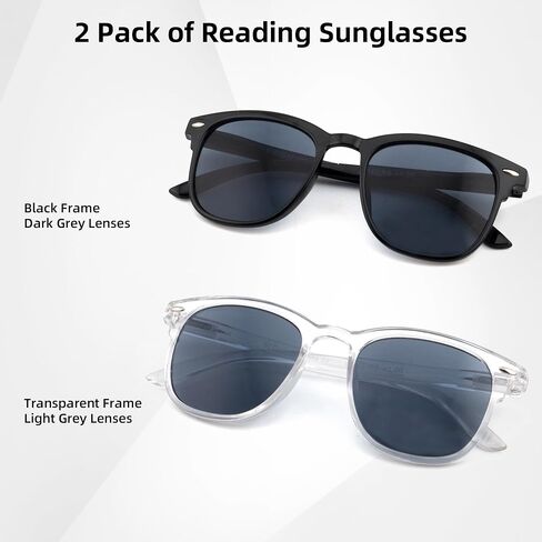 Reader Sunglasses for Men Women 2 Pack Full Lens Tinted Sun Reading Glasses Unisex UV400 Protection Not Bifocal in Saudi Arabia
