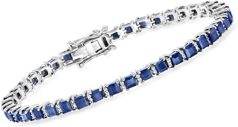 Ross-Simons 10.00 ct. t.w. Sapphire and .31 ct. t.w. Diamond Tennis Bracelet in Sterling Silver. 7 inches in Saudi Arabia