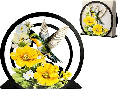 Large Hummingbird Napkin Holder for Table - Metal Free-Standing Paper Napkin Holders for Kitchen, Dining Room, Restaurant, Cafe, Bar - Farmhouse Tabletop Napkin Organizer - Rustic Home Decor in Saudi Arabia