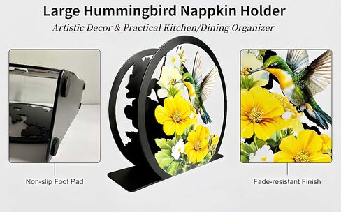 Large Hummingbird Napkin Holder for Table - Metal Free-Standing Paper Napkin Holders for Kitchen, Dining Room, Restaurant, Cafe, Bar - Farmhouse Tabletop Napkin Organizer - Rustic Home Decor in Saudi Arabia