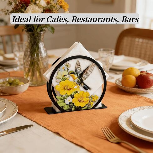 Large Hummingbird Napkin Holder for Table - Metal Free-Standing Paper Napkin Holders for Kitchen, Dining Room, Restaurant, Cafe, Bar - Farmhouse Tabletop Napkin Organizer - Rustic Home Decor in Saudi Arabia
