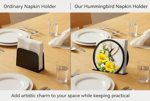 Large Hummingbird Napkin Holder for Table - Metal Free-Standing Paper Napkin Holders for Kitchen, Dining Room, Restaurant, Cafe, Bar - Farmhouse Tabletop Napkin Organizer - Rustic Home Decor in Saudi Arabia