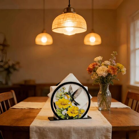 Large Hummingbird Napkin Holder for Table - Metal Free-Standing Paper Napkin Holders for Kitchen, Dining Room, Restaurant, Cafe, Bar - Farmhouse Tabletop Napkin Organizer - Rustic Home Decor in Saudi Arabia