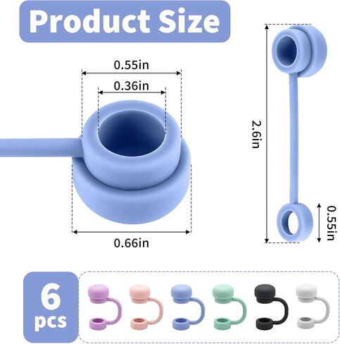 غطاء بماصة متوافق مع كوب Hydrojug، 6 قطع من أغطية ماصة السيليكون، قابلة لإعادة الاستخدام ومقاومة للغبار، تحافظ على المشروبات نظيفة، مانعة للتسرب، سهلة التنظيف، ملحقات الأكواب، متعددة الألوان in Kuwait