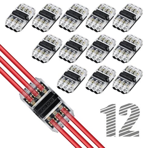 موصلات أسلاك منخفضة الجهد، موصلات لصق سلكية سريعة بدون لحام ثنائية الاتجاه و3 دبابيس، صنبور سلك بدون شريط لسلك 20-24 AWG، جهاز ربط سلكي مدمج لشريط LED، إضاءة السيارات والمناظر الطبيعية (12 قطعة) in Kuwait