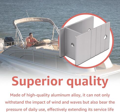 Extra Tall Pontoon Bimini H-Bracket for 1-1/4" Square Aluminum Tubing - 1-Piece Mounting Hardware Set to Raise Hardware Off Rail, Furniture Protection System for Pontoon Boats in Saudi Arabia