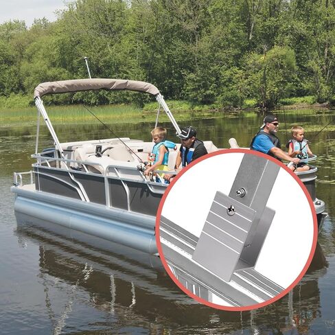 Extra Tall Pontoon Bimini H-Bracket for 1-1/4" Square Aluminum Tubing - 1-Piece Mounting Hardware Set to Raise Hardware Off Rail, Furniture Protection System for Pontoon Boats in Saudi Arabia