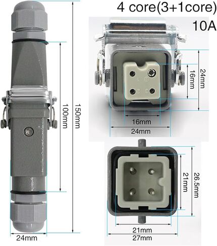 HDC-HA-5 Heavy Duty Connector 4/5/6/8 Core Pins Aviation Industry Waterproof Sand Proof Socket 250V 10A/16A(6core) in Saudi Arabia