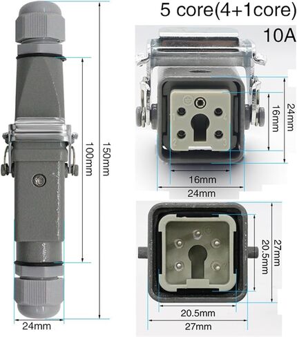 HDC-HA-5 Heavy Duty Connector 4/5/6/8 Core Pins Aviation Industry Waterproof Sand Proof Socket 250V 10A/16A(6core) in Saudi Arabia