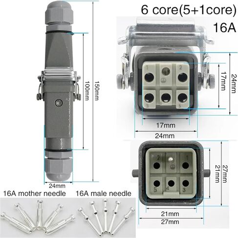 HDC-HA-5 Heavy Duty Connector 4/5/6/8 Core Pins Aviation Industry Waterproof Sand Proof Socket 250V 10A/16A(6core) in Saudi Arabia