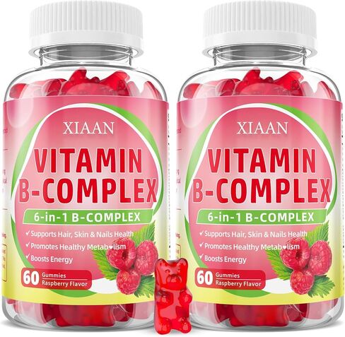 علكات فيتامين ب المركب للنساء والرجال - فيتامين ب12، ب1، ب2، ب3، ب5، ب6، مكملات فيتامين ب المعقدة للطاقة ودعم المناعة، خالية من السكر/نباتية/خالية من الغلوتين، نكهة التوت 60 قطعة in Kuwait
