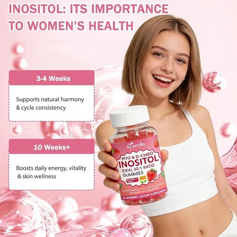 Myo-Inositol & D-Chiro Inositol Gummies 40:1 Ratio – Hormone Balance Supplement for Women – Ovarian & Fertility Support with Vitamins – Myo Chiro Inositol Gummies for Womens Health, 60 Count in Saudi Arabia