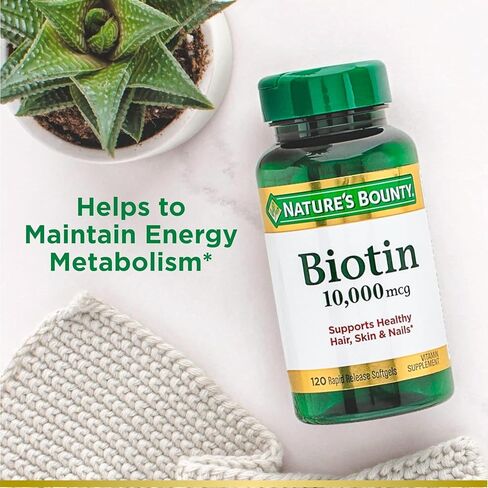 Nature's Bounty Biotin 10000 mcg, Supports Healthy Hair, Skin and Nails- Rapid Release Softgels- 120 Ct., in Saudi Arabia