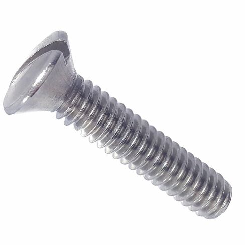 10-24 x 1/2" Oval Head Machine Screws, Slotted Drive, Stainless Steel 18-8, Full Thread, Bright Finish, Machine Thread, Quantity 100 by Fastenere in Saudi Arabia