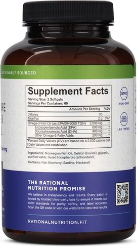 زيت السمك EPAX® النرويجي أوميغا 3 - 1000 ملجم EPA وDHA، نموذج rTG لامتصاص فائق، معتمد من IFOS، لا يوجد تجشؤ مريب، تم اختباره من قبل طرف ثالث، دعم دماغ القلب والمفاصل - 120 كبسولة هلامية in Kuwait