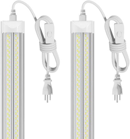 مصباح متجر LED ELEKICO، فائق السطوع 40 وات 5600 لومن 5000 ك، مصباح متجر أكثر سطوعًا بـ 5 مرات من مصابيح الخزانة، تركيبات أضواء LED قابلة للربط بطول 2 قدم لطاولة عمل المرآب في الخزانة، عبوة من قطعتين in Kuwait