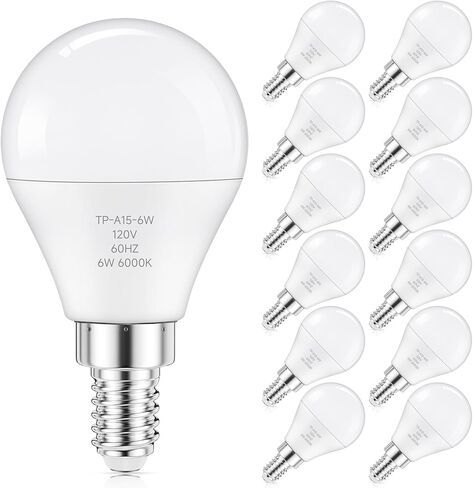 GGOYING E12 LED Candelabra Bulbs 60W Equivalent, 600LM Daylight White 5000K Chandelier Light Bulb, 85+ CRI Non-Dimmable Candle Small Base Bulbs, 12-Pack in Saudi Arabia
