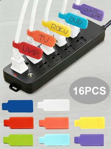 48-Pack Reusable Cable Labels – Colorful Wire Tags with Hook & Loop Closure for Electronics, Computer & Office – 1.78 x 0.79 Inch, Writable & Multicolor in Saudi Arabia