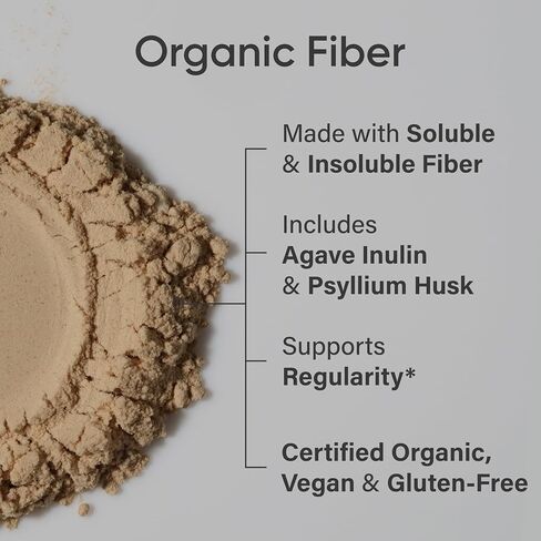 Sports Research® Organic Fiber Unflavored – Organic Fiber Powder - Daily Psyllium Husk and Prebiotic Agave Inulin, Helps Maintain Regularity* with Soluble & Insoluble Fiber - Easy to Mix, 30 Servings in Saudi Arabia
