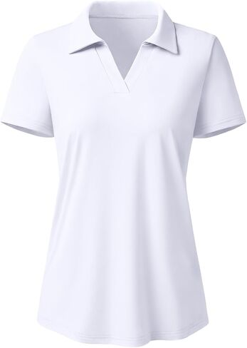 Women's Polo Shirts Short Sleeve UPF 50+ Sun Protection V Neck Golf Tennis Collared Work Tops Dry Fit in Saudi Arabia