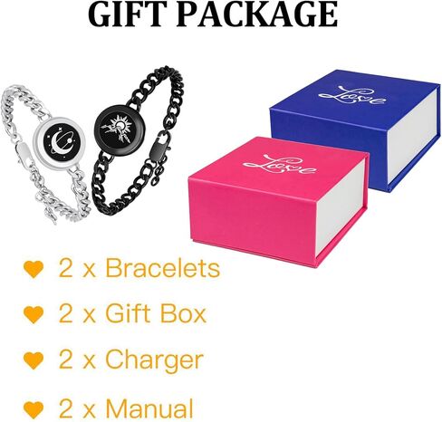 Long Distance Touch Bracelets, Couples Bracelets, Remote Smart Matching Couples Bracelet for Couples Suitable for Long Distance Relationship Girlfriend Boyfriend Xmas Gifts in Saudi Arabia
