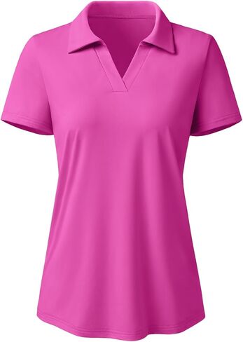 Women's Polo Shirts Short Sleeve UPF 50+ Sun Protection V Neck Golf Tennis Collared Work Tops Dry Fit in Saudi Arabia
