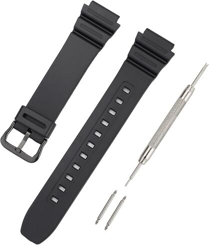 18mm Silicone Replacement Strap Compatible With Casio AE-1200/W-800h/SGW-300/SGW-400/SGW-500/MRW-200/AEQ-110W/W-218 Series, Men’s Waterproof Sports Watch Band in Saudi Arabia