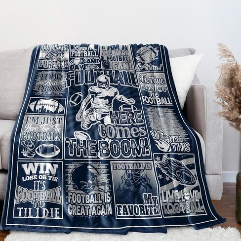 Football Fans Blanket 60" x 50", City Sports Football Gifts for Team Fans, Navy Football Stuff for Football Lovers Bedroom Decor Sofa Couch Bed in Saudi Arabia