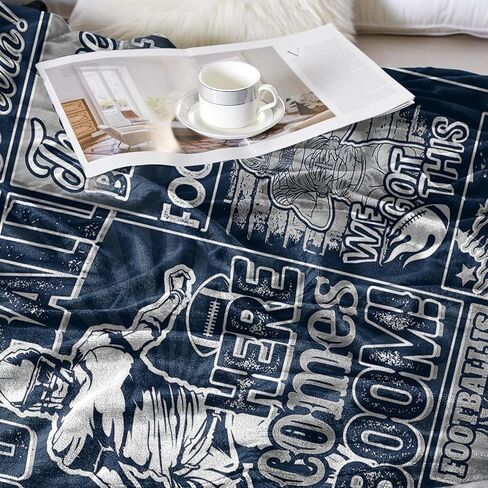 Football Fans Blanket 60" x 50", City Sports Football Gifts for Team Fans, Navy Football Stuff for Football Lovers Bedroom Decor Sofa Couch Bed in Saudi Arabia