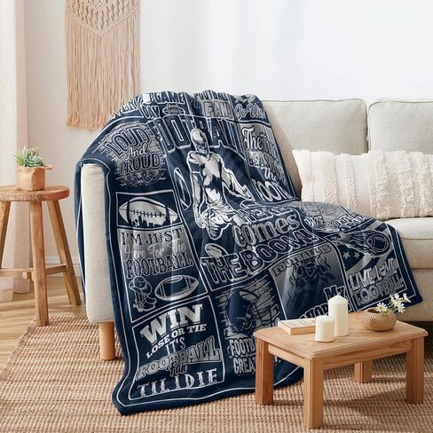 Football Fans Blanket 60" x 50", City Sports Football Gifts for Team Fans, Navy Football Stuff for Football Lovers Bedroom Decor Sofa Couch Bed in Saudi Arabia