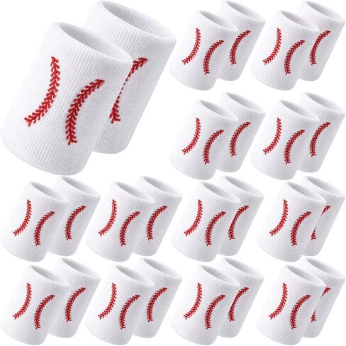 24 Pcs Sports Wristbands Wrist Sweatbands Moisture Wicking Athletic Wristband Terry Cloth Absorbing Band for Sweat Men Women Baseball Running Gym Workout in Saudi Arabia