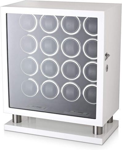 Watch Winder for 16 Automatic Watches with LED Backlight and LCD Touchscreen Control (Black + Black) in Saudi Arabia