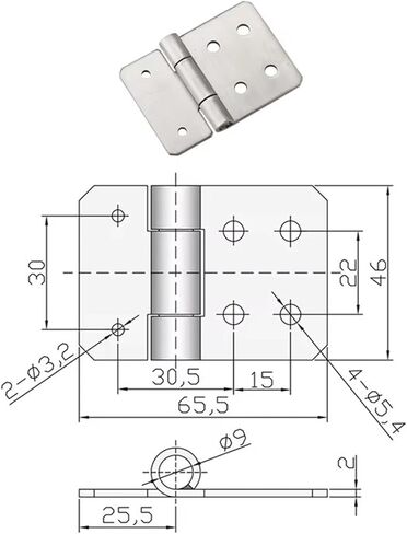 304 Stainless Steel Asymmetric Folding Hinge Industrial Equipment Cabinet Door 1Pcs(65.5x46x2mm) in Saudi Arabia