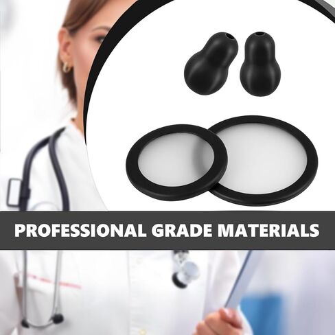 Stethoscope Spare Parts Kit – Includes Eartips, Adult & Pediatric Diaphragms, Non-Chill Bell Sleeve, 4Pcs Super Soft Earbud Eartips Earpieces Replacement for Littmann Stethoscope Silicone Black. in Saudi Arabia
