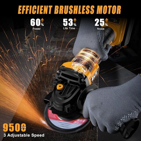 طاحونة زاوية لاسلكية لبطارية DEWALT 20V MAX، أداة قطع بدون فرش بقوة 4-1/2 بوصة مع مفتاح مجداف آمن، 3 سرعات متغيرة، مع ملحقات تلميع القطع، أداة فقط in Kuwait