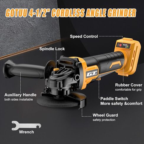 طاحونة زاوية لاسلكية لبطارية DEWALT 20V MAX، أداة قطع بدون فرش بقوة 4-1/2 بوصة مع مفتاح مجداف آمن، 3 سرعات متغيرة، مع ملحقات تلميع القطع، أداة فقط in Kuwait